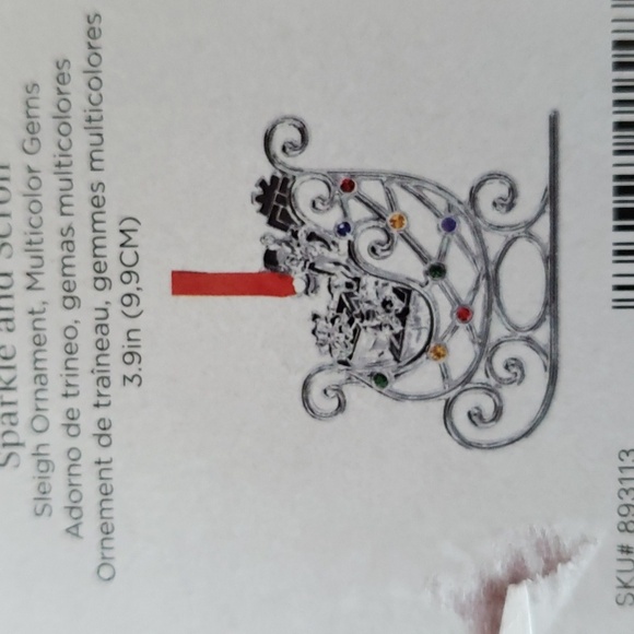 Lenox silver sparkle and scroll ornaments (Two) 1 of each, tree and sleigh - Picture 2 of 5